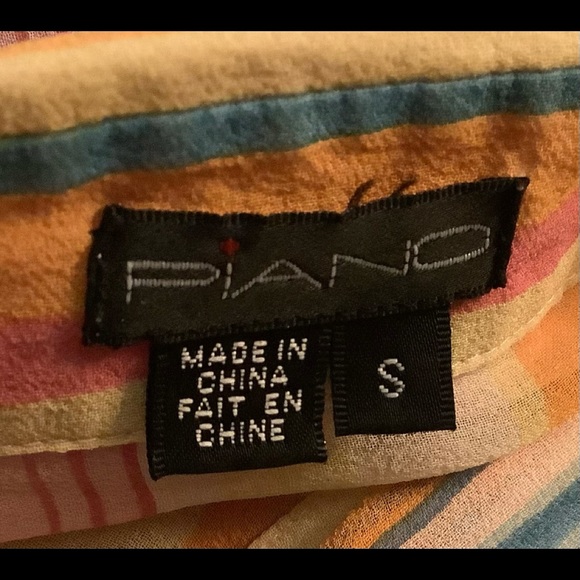 PIANO - Women's semi-transparent vintage blouse size small 100% silk. - Picture 7 of 8